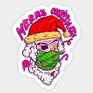 Santa Wearing Mask in Zombie style Sticker